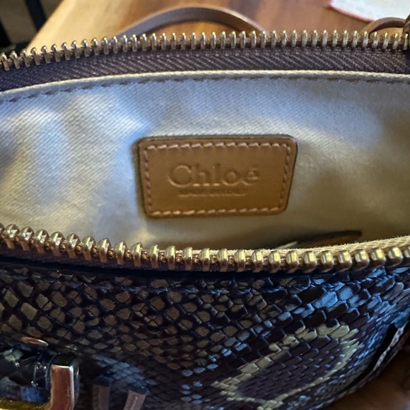 Chloe Marcie Mini Python-Embossed Double-Carry Satchel Bag - Picture 13 of 14